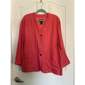 Express 100% Silk Coral Blazer Jacket Women’s M Button Front Lightweight 90’s